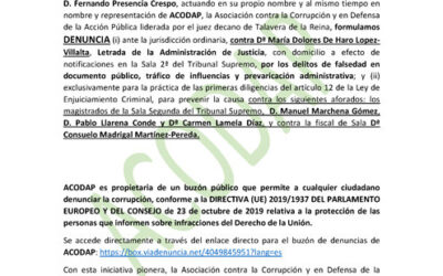 ACODAP vuelve a exigir la detención de Marchena, esta vez por represaliar al Juez Fernando Presencia.