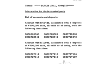 ACODAP consigue los certificados firmados que demuestran la existencia de cuentas en paraísos fiscales del juez Joaquín Bosch y de su esposa