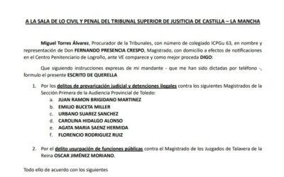 Presentada querella contra siete magistrados por participar en el encarcelamiento ilegal del juez Presencia